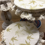 Czapka Kapturek Konopno Bawełniany Liście z Koronką