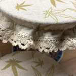 Czapka Kapturek Konopno Bawełniany Liście z Koronką