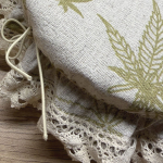 Czapka Kapturek Konopno Bawełniany Liście z Koronką