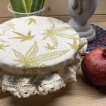 Czapka Kapturek Konopno Bawełniany Liście z Koronką