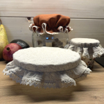 Kapturek Konopno Bawełniany Natura z Koronką na Miskę