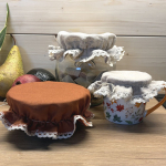 Kapturek Konopno Bawełniany Natura z Koronką na Miskę