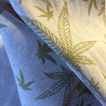 Tkanina Konopno Bawełniana Liście Konopi