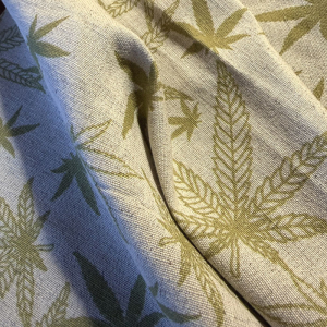 Tkanina Konopno Bawełniana Liście Konopi