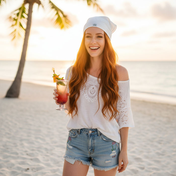 Bandana Konopna Biała Średnio Cienka Naturalny Komfort od Weeds Fashion