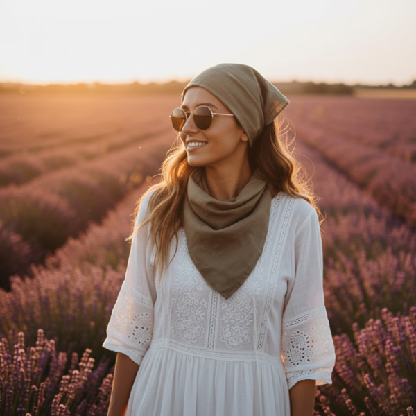 Bandana Konopna Khaki Weeds Fashion