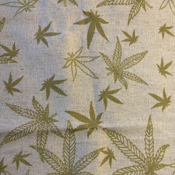 Tkanina Konopno Bawełniana Liście Konopi