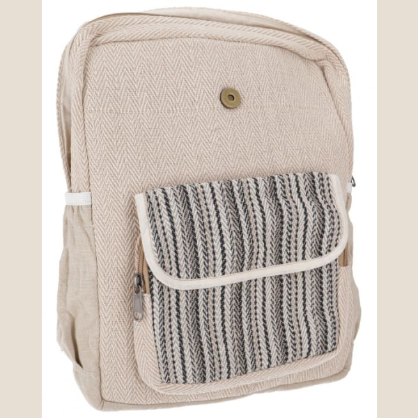 Plecak Konopny w Czarne Paski, hippie backpack.