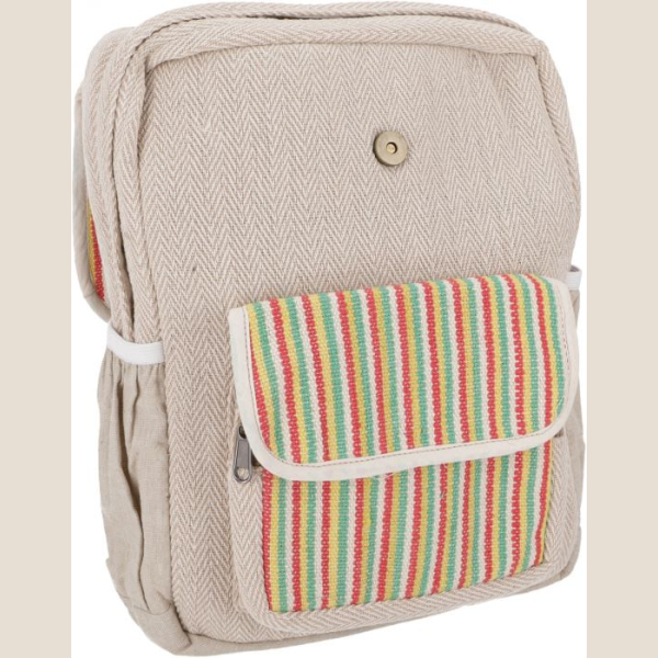 Plecak Konopny w Kolorowe Paski, hippie backpack.