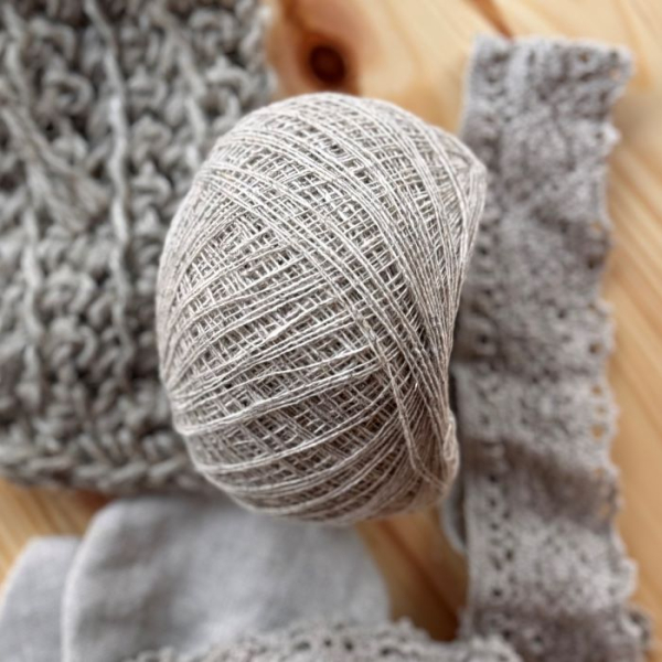 Włóczka Konopno-Bawełniana 50 g Przędza Niebarwiona
