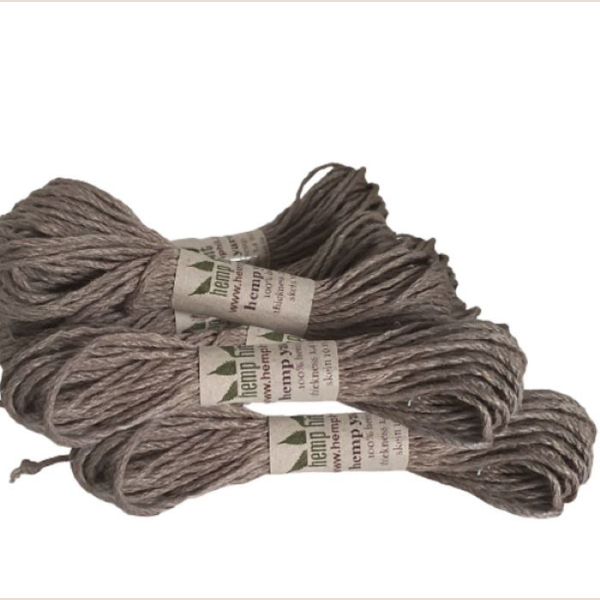 Przędza Konopna Ręcznie Barwiona 1,4 mm Srebro