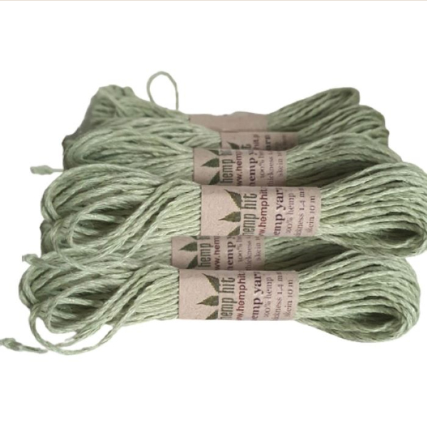 Przędza Konopna Ręcznie Barwiona 1,4 mm Seledynowa