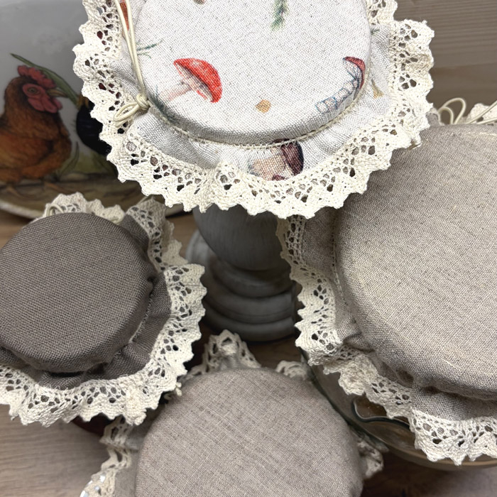 Czapka Kapturek Konopno Bawełniany Liście z Koronką