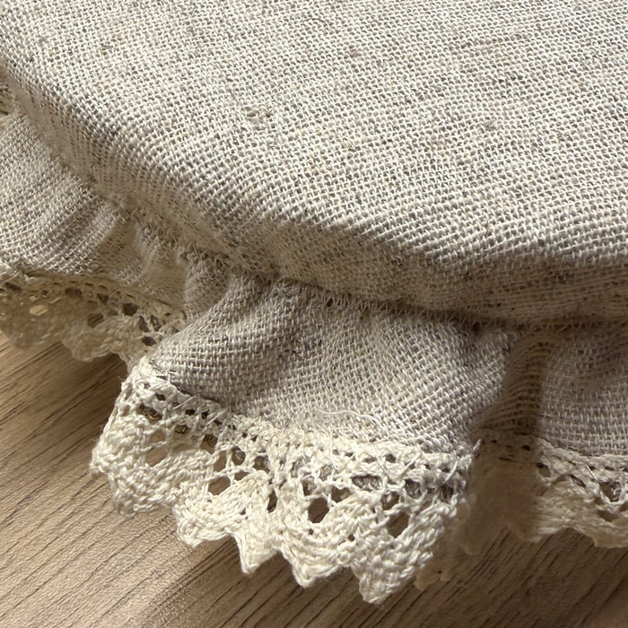 Kapturek Konopno Bawełniany Natura z Koronką na Miskę