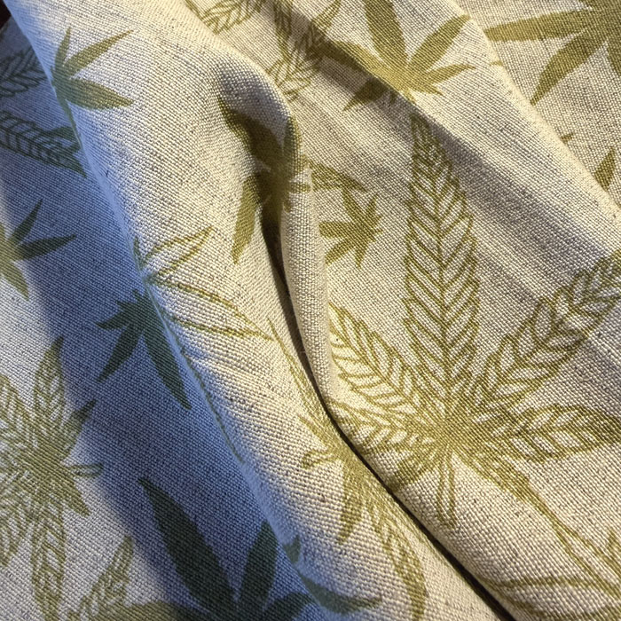 Tkanina Konopno Bawełniana Liście Konopi