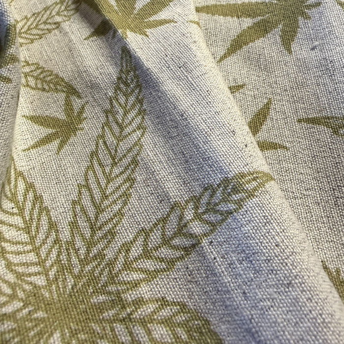 Tkanina Konopno Bawełniana Liście Konopi